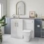 1100mm White Toilet and Sink Unit Left Hand with Square Toilet and Brass Fittings - Ashford