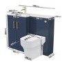 1100mm Blue Toilet and Sink Unit Left Hand with Square Toilet and Brass Fittings - Ashford