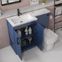 1100mm Blue Toilet and Sink Unit Left Hand with Square Toilet and Black Fittings - Ashford