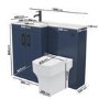 1100mm Blue Toilet and Sink Unit Left Hand with Square Toilet and Black Fittings - Ashford