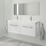 Grade A1 - 1200mm White Wall Hung Double Vanity Unit with Basin and Chrome Handles - Ashford