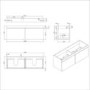 1200mm White Wall Hung Double Vanity Unit with Basins and Brass Handles - Ashford