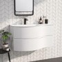 Grade A1 - 1000mm White Wall Hung Left Hand Curved Vanity Unit with Basin - Tulum