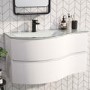 Grade A1 - 1000mm White Wall Hung Left Hand Curved Vanity Unit with Basin - Tulum