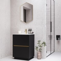 600mm Black Freestanding Vanity Unit with Basin - Roxbi 600mm Black Freestanding Vanity Unit with Basin - Roxbi