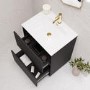 600mm Black Freestanding Vanity Unit with Basin - Roxbi