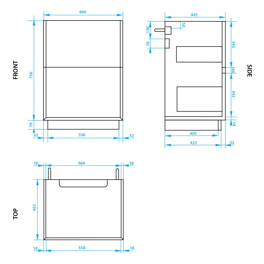 600mm Black Freestanding Vanity Unit with Basin - Roxbi