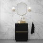 Grade A1 - 600mm Black Freestanding Countertop Vanity Unit with Basin - Roxbi