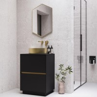 600mm Black Freestanding Countertop Vanity Unit with Basin - Roxbi 600mm Black Freestanding Countertop Vanity Unit with Basin - Roxbi
