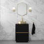 Grade A1 - 600mm Black Freestanding Countertop Vanity Unit with Basin - Roxbi