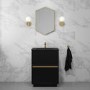 Grade A2 - 600mm Black Freestanding Vanity Unit with Matt Black Basin - Roxbi