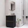 600mm Black Freestanding Vanity Unit with Matt Black Basin - Roxbi