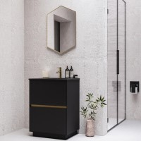 600mm Black Freestanding Vanity Unit with Matt Black Basin - Roxbi 600mm Black Freestanding Vanity Unit with Matt Black Basin - Roxbi