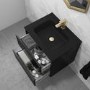 Grade A1 - 600mm Black Wall Hung Vanity Unit with Matt Black Basin - Roxbi