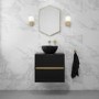 600mm Black Wall Hung Countertop Vanity Unit with Basin - Roxbi 
