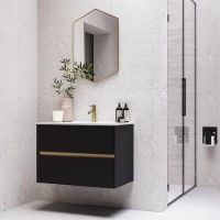800mm Black Wall Hung Vanity Unit with Basin - Roxbi 800mm Black Wall Hung Vanity Unit with Basin - Roxbi