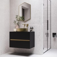 800mm Black Wall Hung Countertop Vanity Unit with Basin - Roxbi 800mm Black Wall Hung Countertop Vanity Unit with Basin - Roxbi