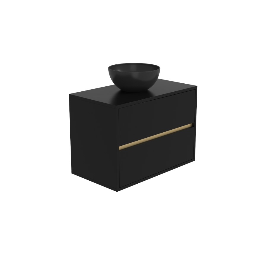 800mm Black Wall Hung Countertop Vanity Unit with Basin - Roxbi 