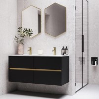 1200mm Black Wall Hung Double Vanity Unit with Basins - Roxbi 1200mm Black Wall Hung Double Vanity Unit with Basins - Roxbi