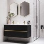 1200mm Black Wall Hung Double Vanity Unit with Basins - Roxbi