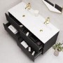Grade A2 - 1200mm Black Wall Hung Double Vanity Unit with Basin - Roxbi