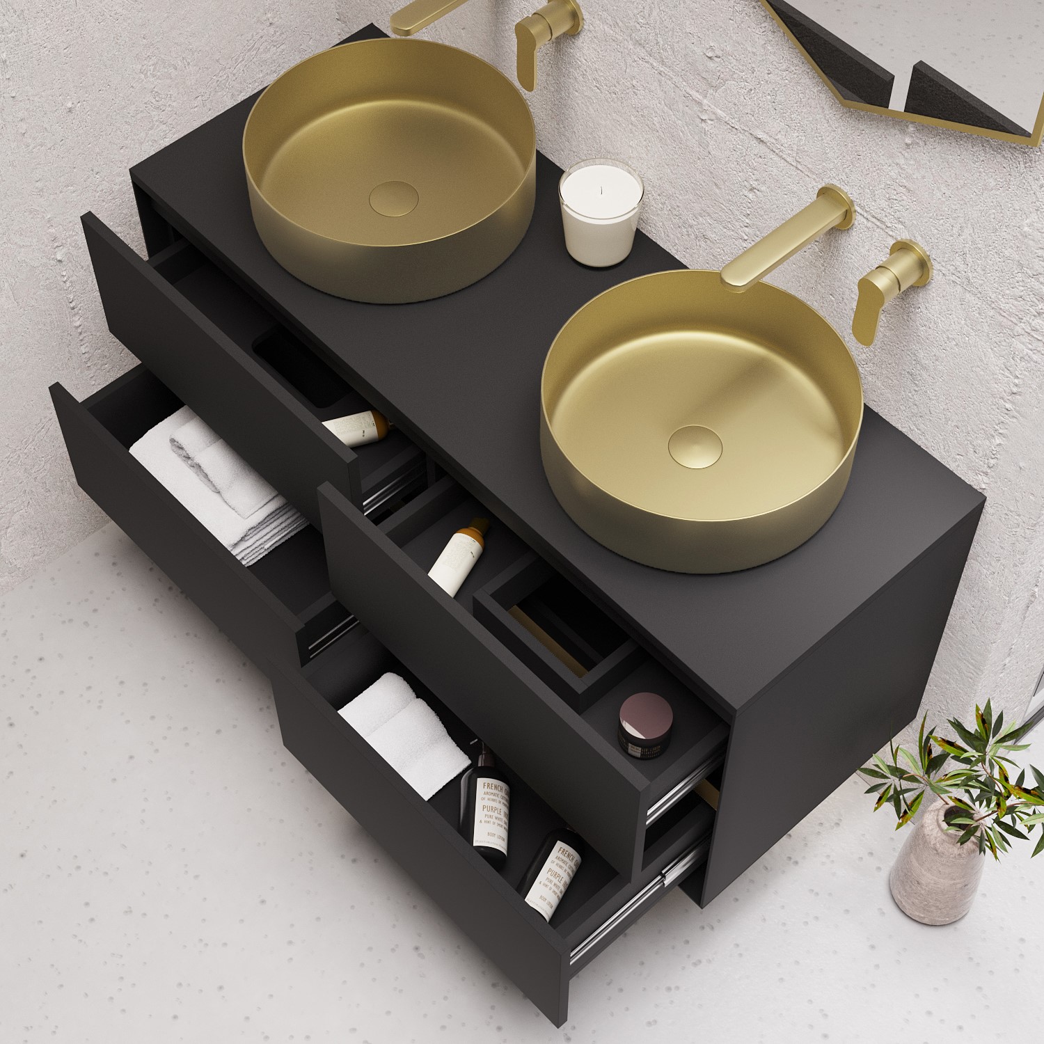 Double countertop on sale basin vanity unit