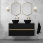 Grade A2 - 1200mm Black Wall Hung Double Countertop Vanity Unit with Basin - Roxbi