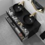 Grade A2 - 1200mm Black Wall Hung Double Countertop Vanity Unit with Basin - Roxbi