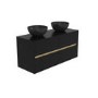 Grade A2 - 1200mm Black Wall Hung Double Countertop Vanity Unit with Basin - Roxbi