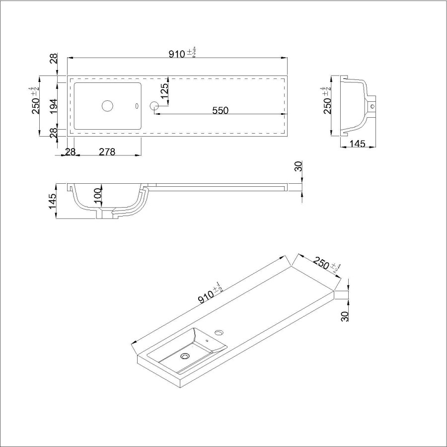 Grade A2 - 900mm Wood Effect Cloakroom Toilet and Sink Unit only with Chrome Fittings - Ashford