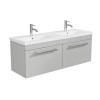 1200mm Grey Wall Hung Double Vanity Unit with Basin and Chrome Handles - Ashford 