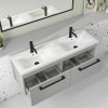 1200mm Grey Wall Hung Double Vanity Unit with Basins and Black Handles - Ashford 