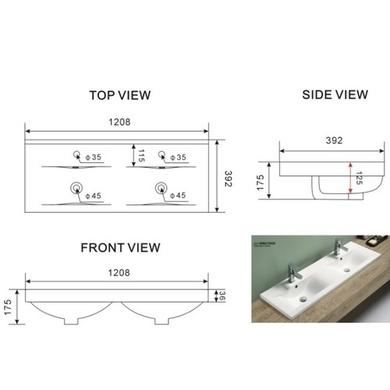Grade A1 - 1200mm Blue Wall Hung Double Vanity Unit with Basin and Matt Black Handles - Ashford