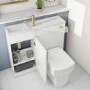 900mm White Cloakroom Toilet and Sink Unit with Square Toilet and Brass Fittings - Ashford