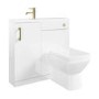 900mm White Cloakroom Toilet and Sink Unit with Square Toilet and Brass Fittings - Ashford