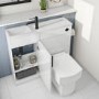 900mm White Cloakroom Toilet and Sink Unit with Square Toilet and Black Fittings - Ashford