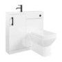 900mm White Cloakroom Toilet and Sink Unit with Square Toilet and Black Fittings - Ashford