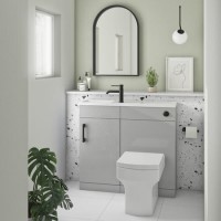900mm Grey Cloakroom Toilet and Sink Unit with Square Toilet and Black Fittings - Ashford 900mm Grey Cloakroom Toilet and Sink Unit with Square Toilet and Black Fittings - Ashford