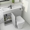 900mm Grey Cloakroom Toilet and Sink Unit with Square Toilet and Black Fittings - Ashford