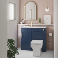 900mm Blue Cloakroom Toilet and Sink Unit with Square Toilet and Brass Fittings - Ashford 900mm Blue Cloakroom Toilet and Sink Unit with Square Toilet and Brass Fittings - Ashford