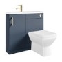 900mm Blue Cloakroom Toilet and Sink Unit with Square Toilet and Brass Fittings - Ashford