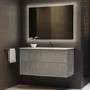 1000mm Concrete Effect Wall Hung Basin Vanity Unit with Cabinet and Mirror - Arragon