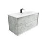 1000mm Concrete Effect Wall Hung Basin Vanity Unit with Cabinet and Mirror - Arragon
