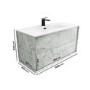 1000mm Concrete Effect Wall Hung Basin Vanity Unit with Cabinet and Mirror - Arragon