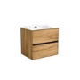 Grade A1 - 600mm Wood Effect Wall Hung Vanity Unit with Basin - Roxbi