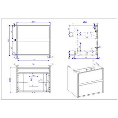 Grade A1 - 600mm Wood Effect Wall Hung Vanity Unit with Basin - Roxbi