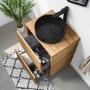 Grade A1 - 600mm Wood Effect Freestanding Countertop Vanity Unit with Basin - Roxbi 