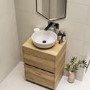 600mm Wood Effect Freestanding Countertop Vanity Unit with Basin - Roxbi