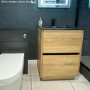 600mm Wood Effect Freestanding Vanity Unit with Matt Black Basin - Roxbi