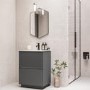 Grade A2 - 600mm Grey Freestanding Vanity Unit with Basin - Roxbi